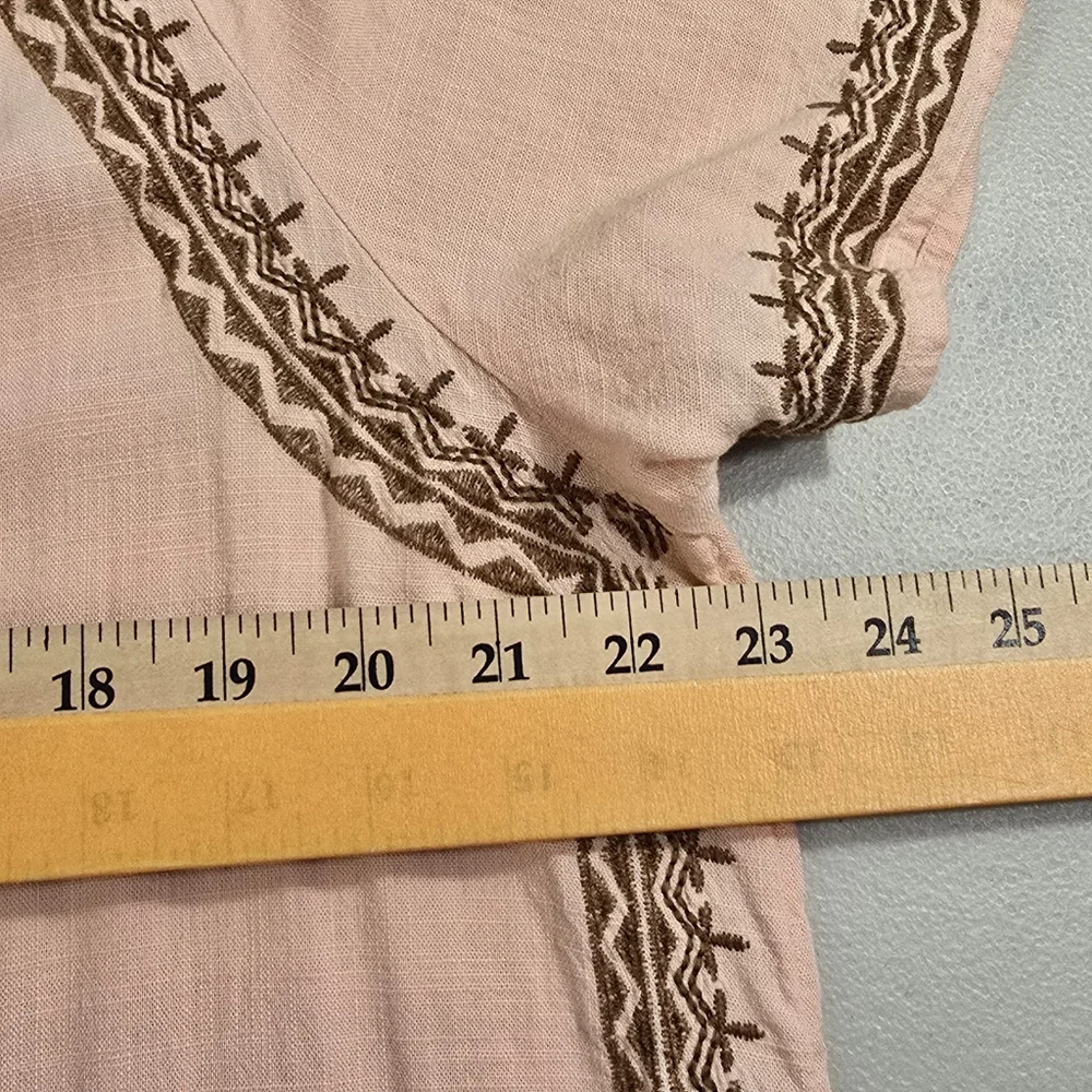 J Jill Womens Top Large Pink Peach Pretty Embroidered Office Boxy